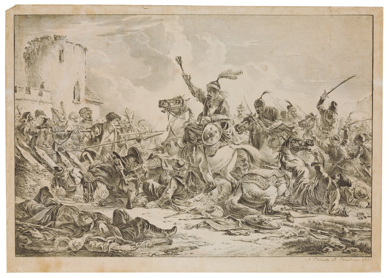 Batalla entre los georgianos y las tribus de la montaña de Alexander Orlowski