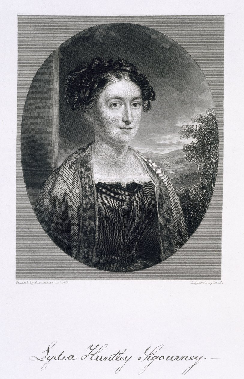 Lydia Huntley Sigourney (1791-1865), grabado por Burt de Alexander