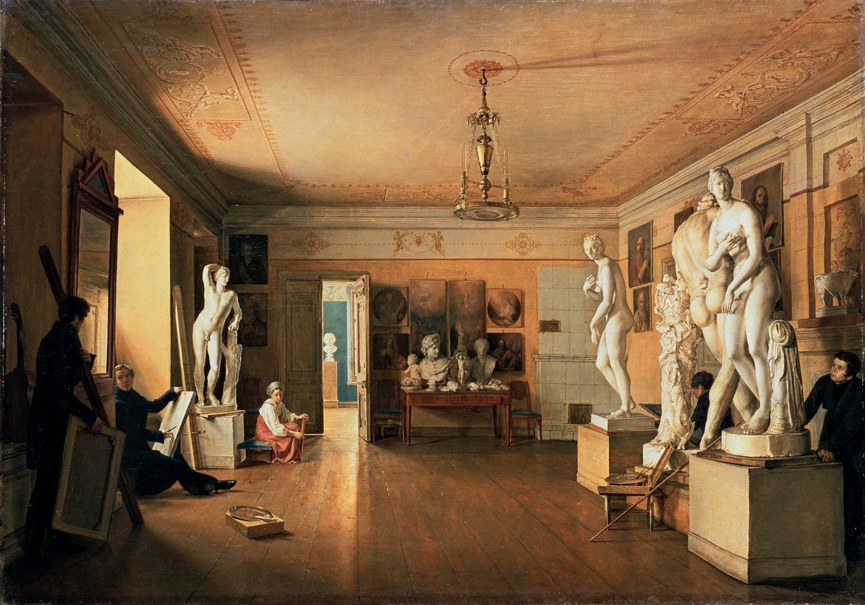 Taller del Artista Alexei Venetsianov en San Petersburgo, 1827 de Alexander Alexeyev