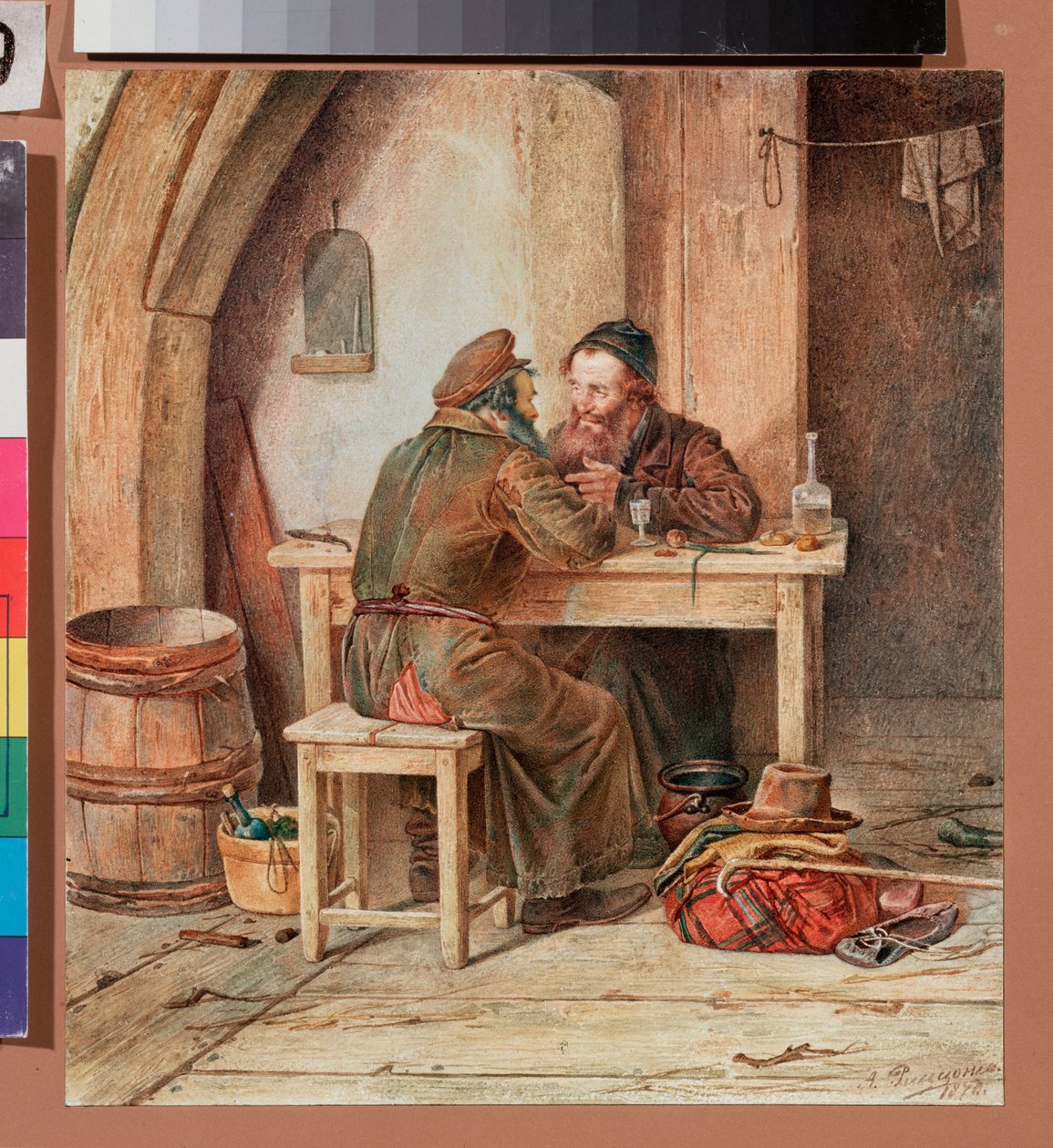 Dans une taverne - En una taberna - Obra de Alexander Antonovich Rizzoni (1836-1902), acuarela sobre papel de Alexander Antonovich Rizzoni