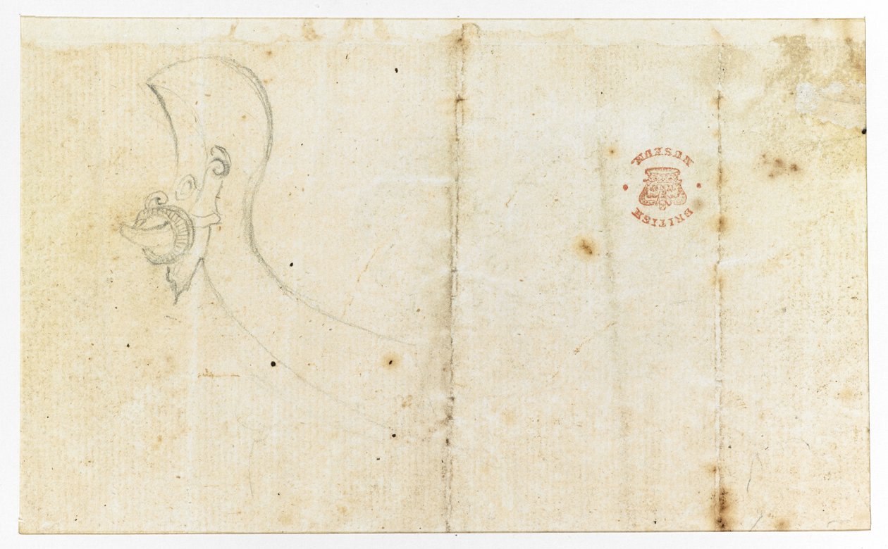Un boceto, posiblemente de parte de una canoa, de 