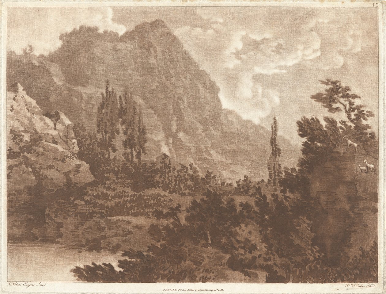 Un segundo dibujo hecho a partir de la misma mancha de Alexander Cozens and William Pether