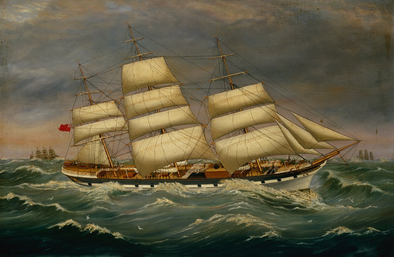 El clíper de tres mástiles Benleuch en un oleaje (óleo sobre lienzo) de Alexander Cromarty