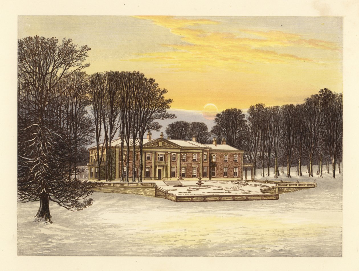 Escena invernal con la Casa Down, Dorsetshire, Inglaterra. de Alexander Francis (after) Lydon