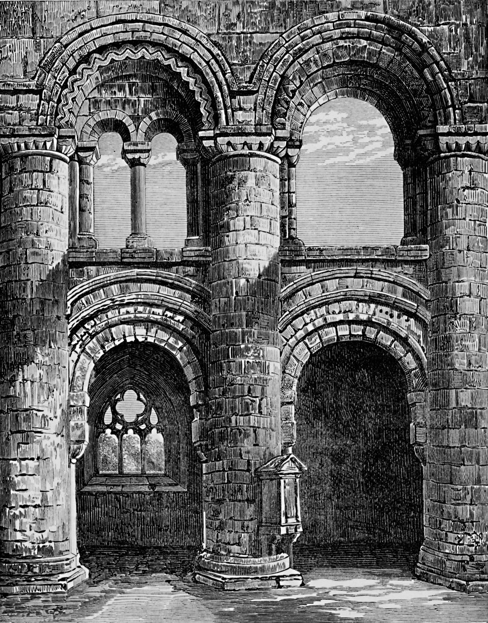 Arcos normandos en la nave, Abadía de Jedburgh, c. 1880, 1897 de Alexander Francis Lydon