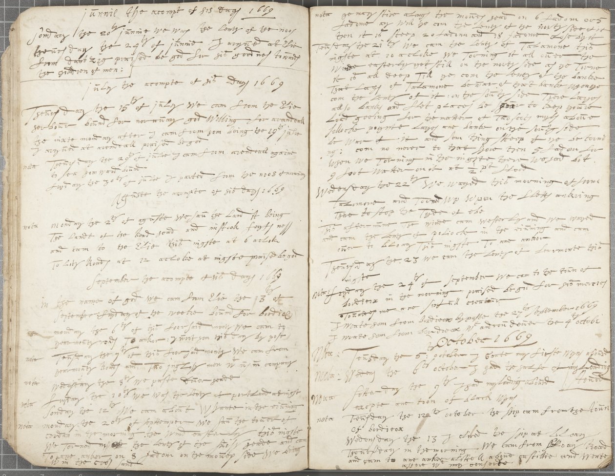 Diario de Alexander Gillespie, 1669 de Alexander Gillespie