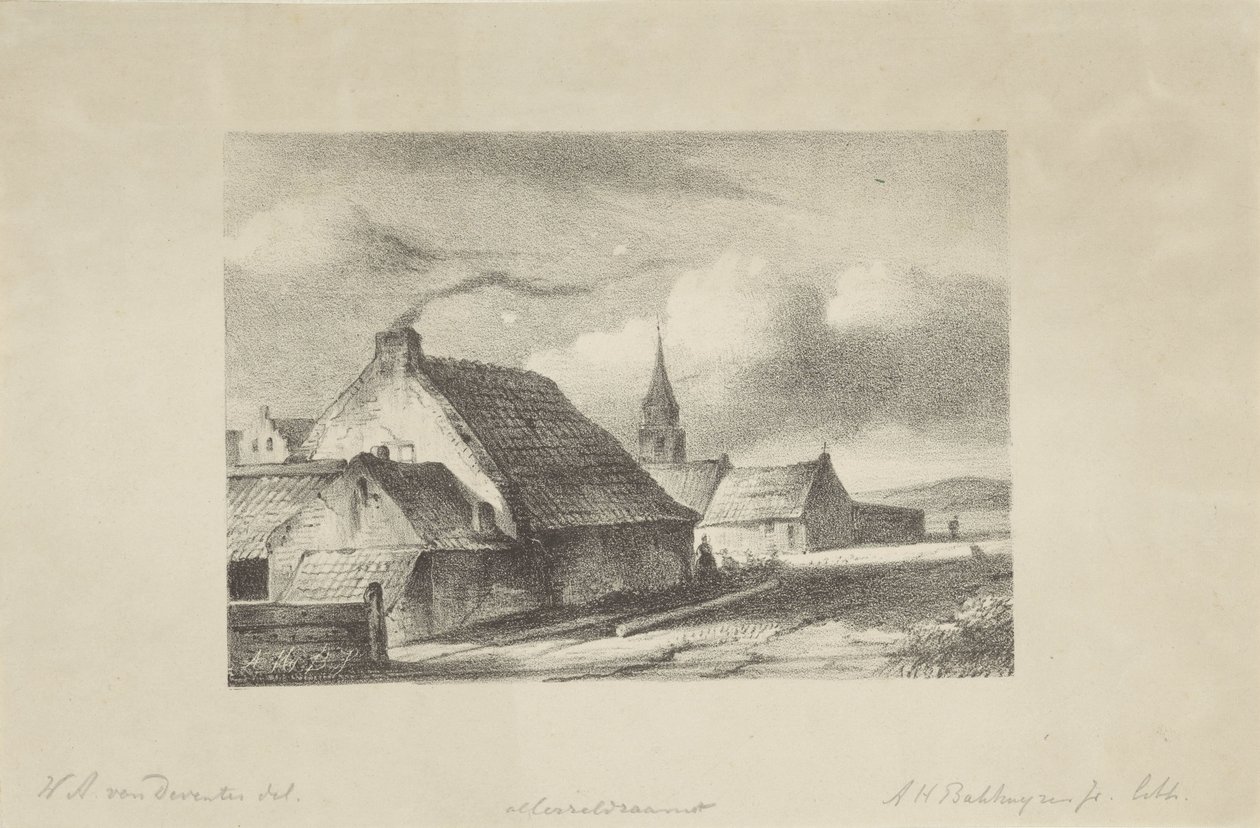 Casas y una torre de iglesia en Katwijk de Alexander Hieronymus Bakhuyzen (II)