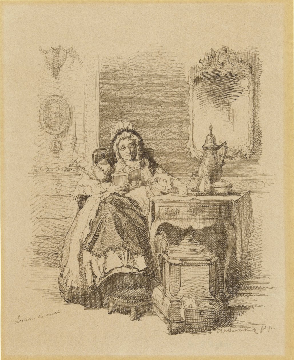 Lezende orde dame
Lectura matutina (título en el objeto) de Alexander Hugo Bakker Korff
