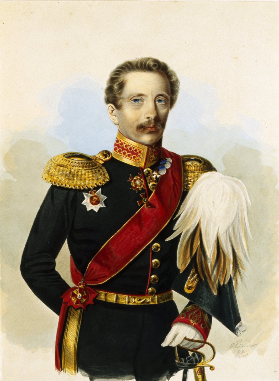 Retrato de Mikhail Grigorievich Khomutov, atamán del ejército cosaco del Don. Obra de Alexander Ivanovich Klunder (1802-1875), acuarela sobre papel de Alexander Ivanovich Klünder