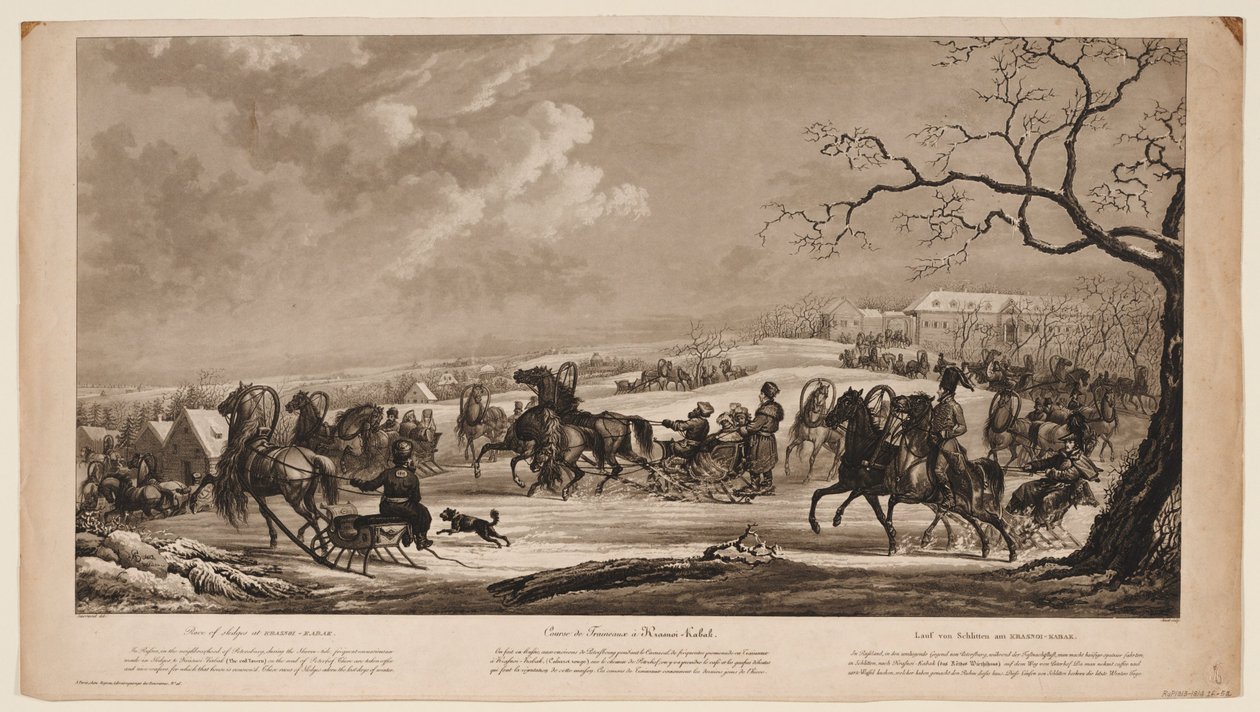 Carrera de trineos en Krasny Kabachok Pequeña Taberna Roja, 1814 de Alexander Ivanovich Sauerweid