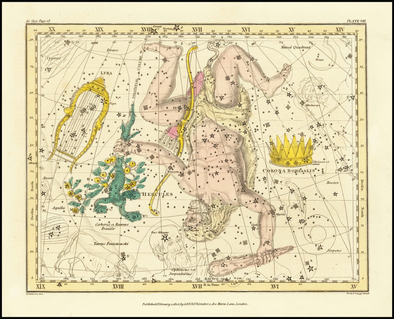 1822 - Alexander Jamieson - Corona Borealis, Hércules y Cerbero y Lyra de Alexander Jamieson