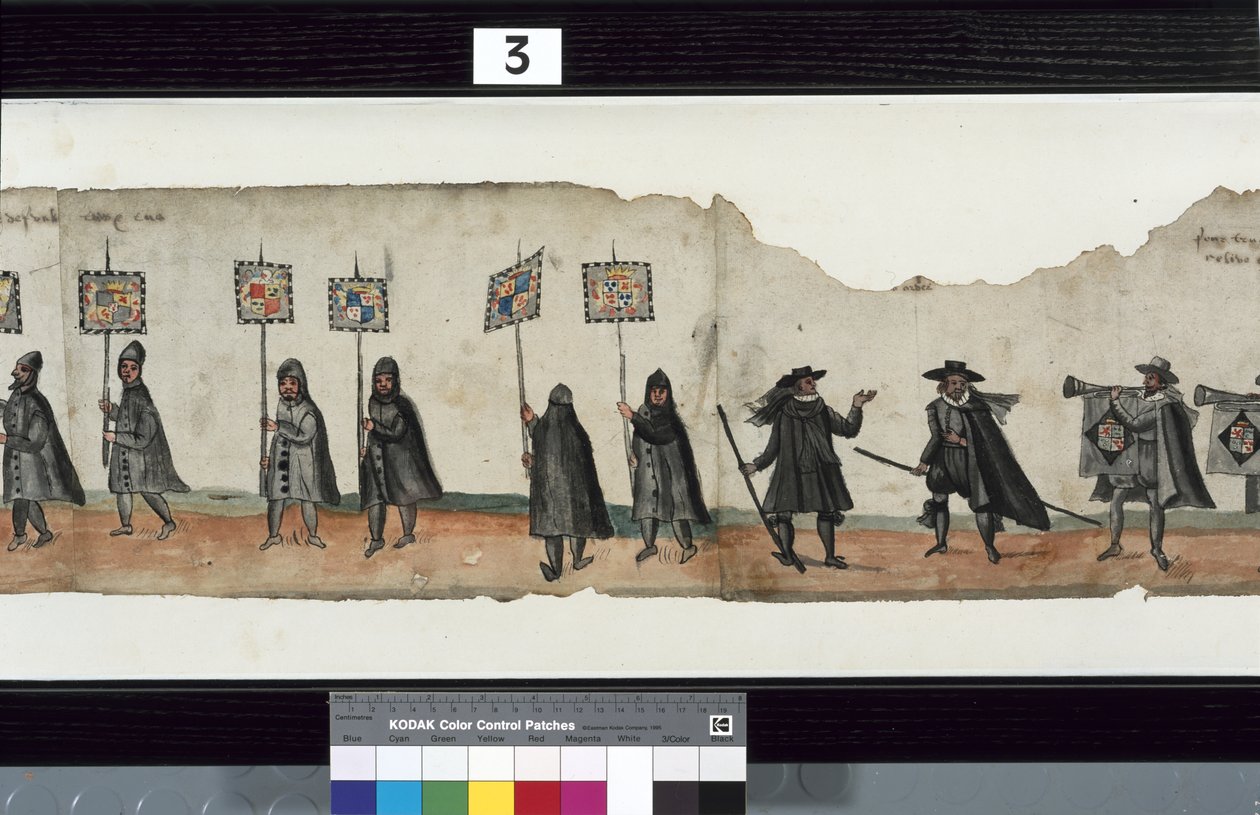 (detalle) del Cortejo Fúnebre de Huntly, dicho haber sido utilizado para las exequias de George 1º, Marqués de Huntly de Alexander Kincaid