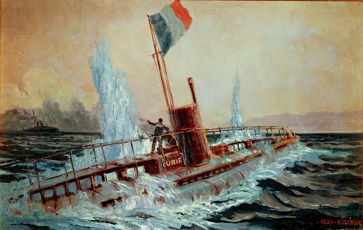 Un acorazado austriaco hunde el submarino francés Curie ... de Alexander Kirchner