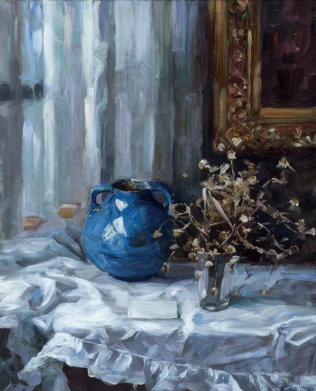 Naturaleza muerta con jarrón azul de Alexander Köster