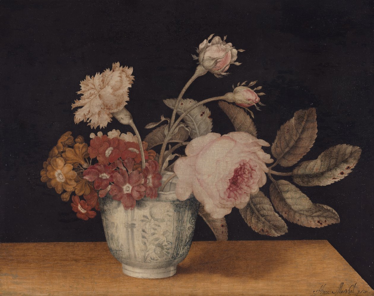 Flores en un jarrón de Delft de Alexander Marshal
