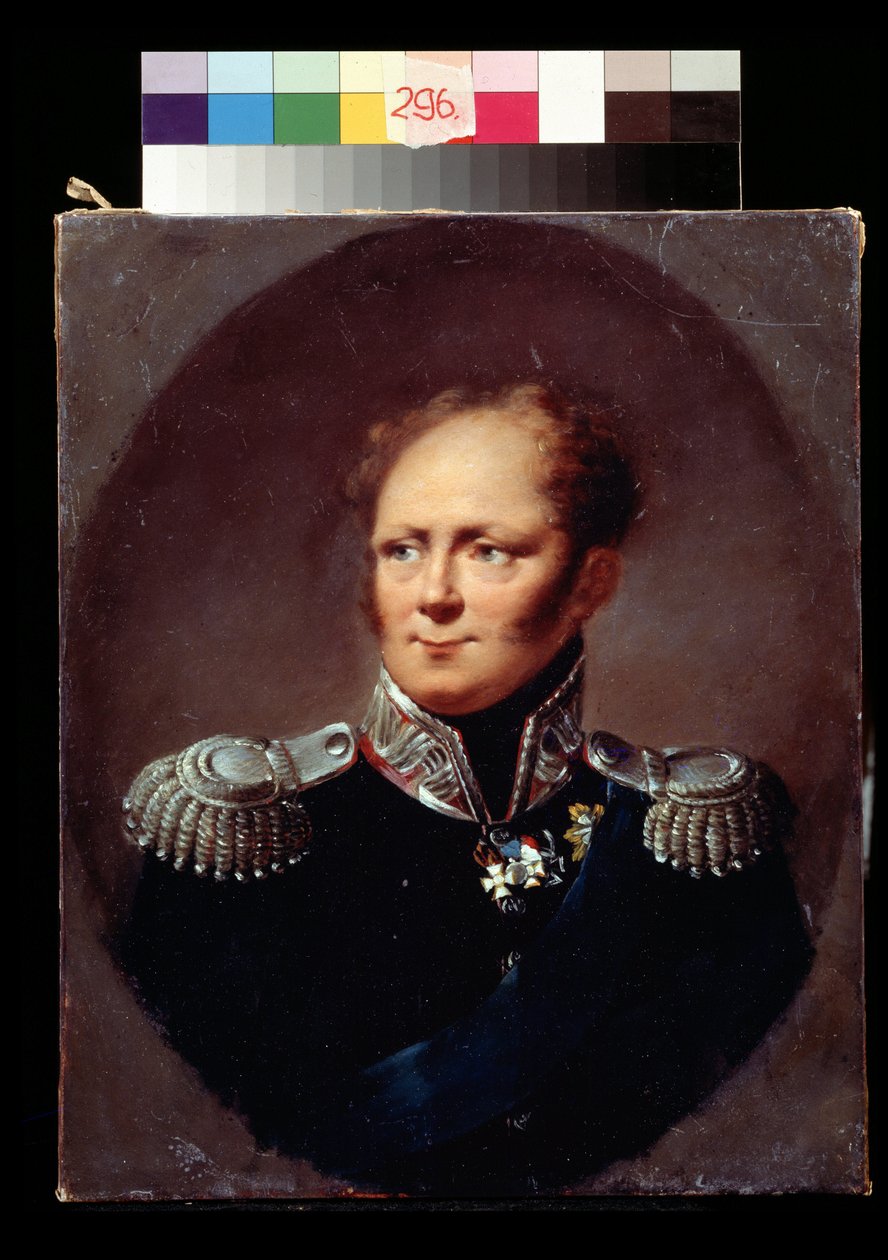 Retrato del emperador Alejandro I. Alejandro I Pavlovich Romanov (1777-1825), emperador de Rusia. Pintura de Alexander (Alejandro) Molinari (1772-1831). Óleo sobre lienzo. Museo de Bellas Artes Pushkin, Moscú. de Alexander Molinari