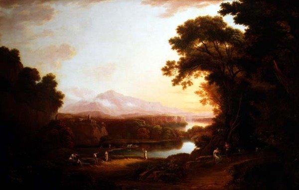 Paisaje italianizado con campesinos bailando de Alexander Nasmyth