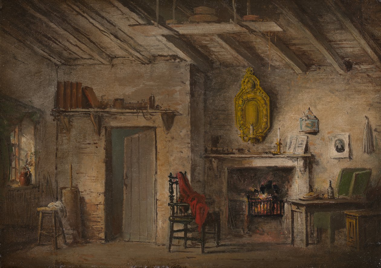 Diseño de escenario para El corazón de Midlothian, cabaña de Deans de Alexander Nasmyth