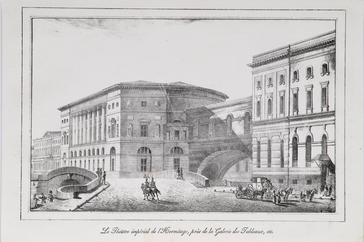 El Teatro del Hermitage en San Petersburgo Serie Vistas de San Petersburgo, 1820s de Alexander Pluchart