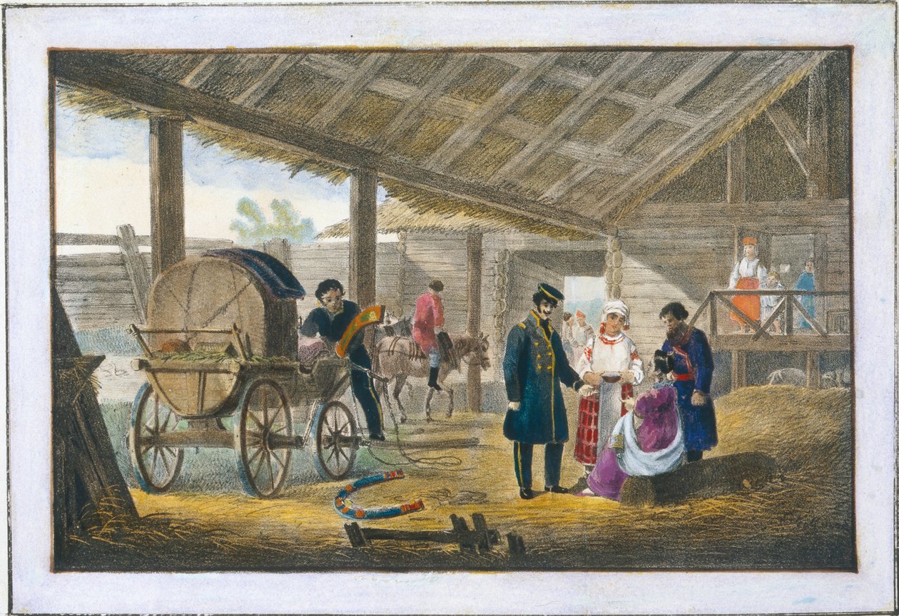 La posada en el camino, 1820 de Alexander Pluchart