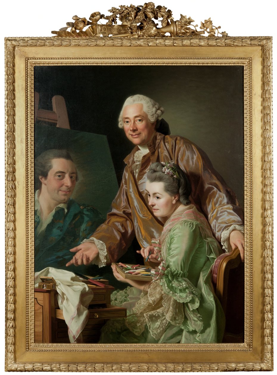 El artista y su esposa, Marie Suzanne Giroust, pintando el retrato de Henrik Wilhelm Peill de Alexander Roslin