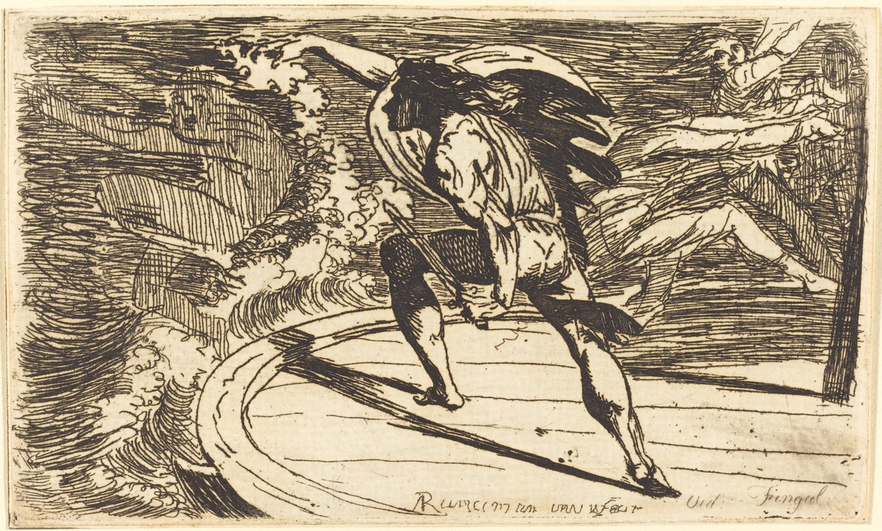 Cormar atacando al espíritu de las aguas de Alexander Runciman