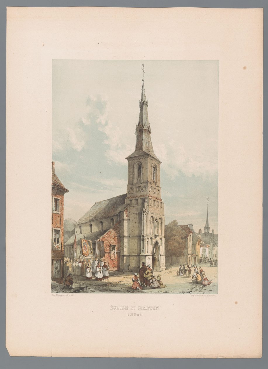 Vista de la Iglesia de San Martín en Sint-Truiden Iglesia de St. Martin à St. Trond (título sobre el objeto) de Alexander Schaepkens