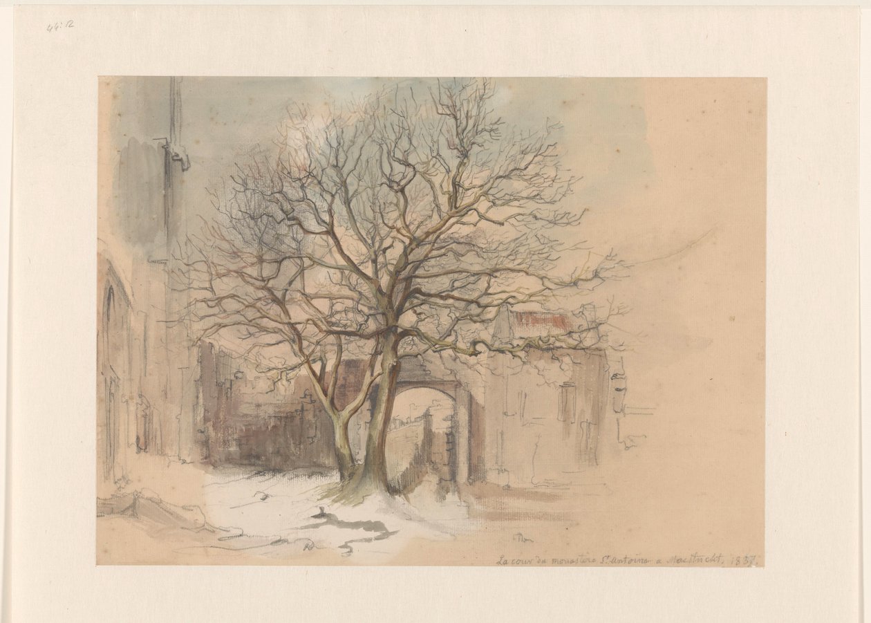 Corte del monasterio de San Antonio en Maastricht, en invierno de Alexander Schaepkens