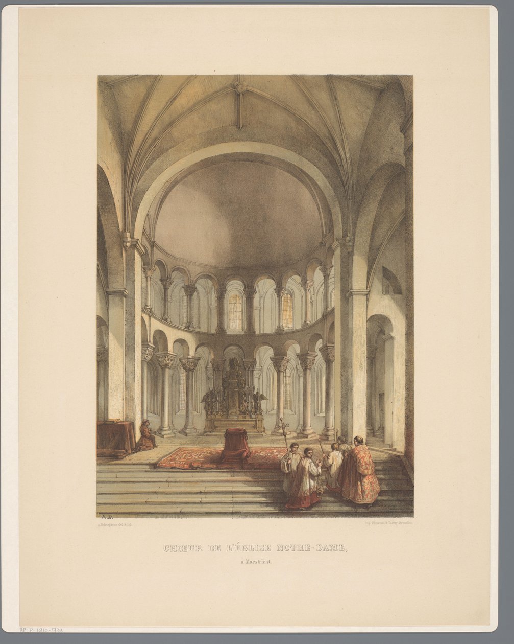 Furgoneta interior Onze-Lieve-Vrouwe-Basiliek te Maastricht Coro de la iglesia de Notre-Dame, en Maestricht (título sobre objeto) Monumentos antiguos de arquitectura desde el siglo XI hasta el siglo XIII en Limburg (título de la serie) de Alexander Schaepkens