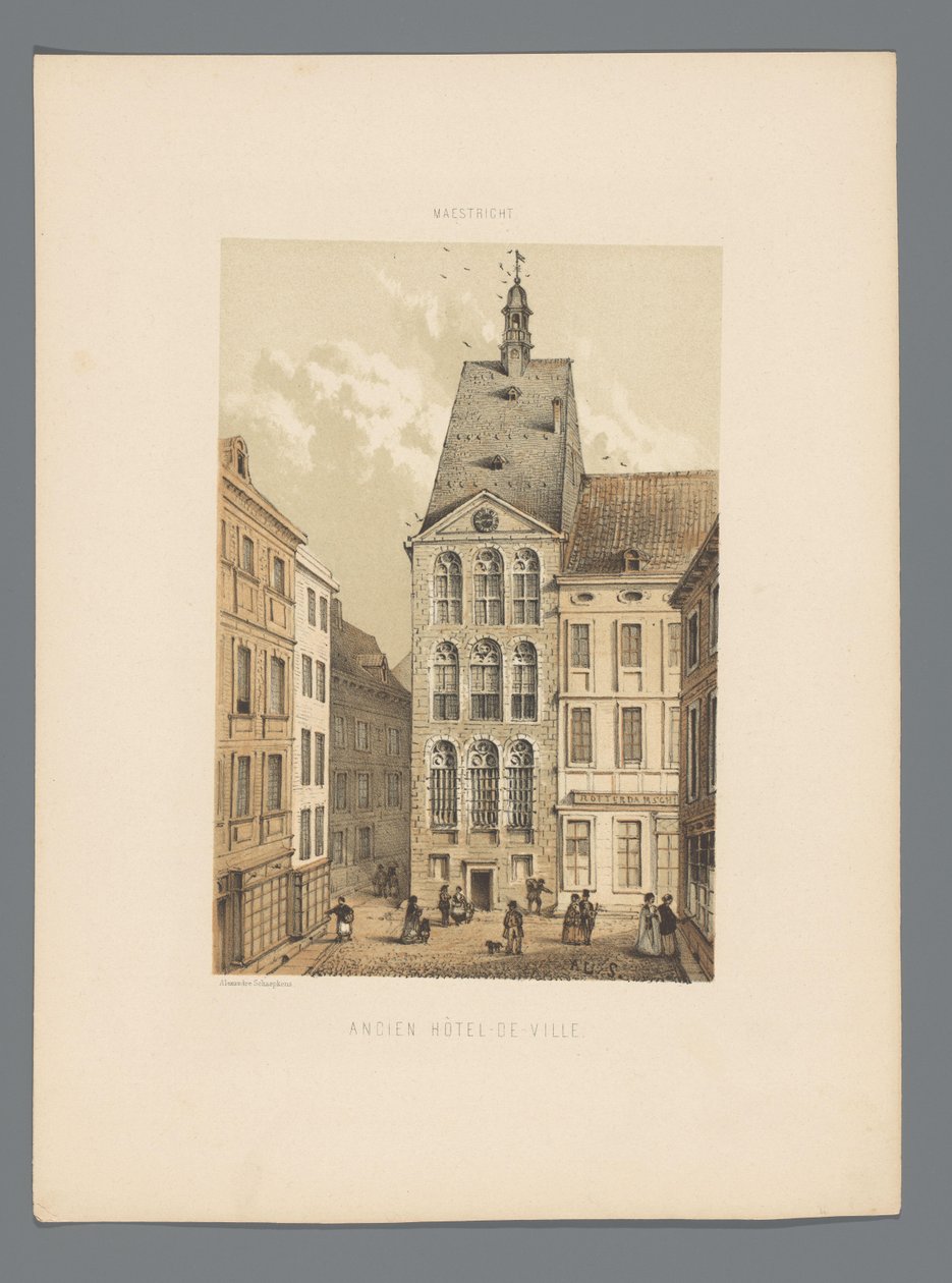 Antiguo ayuntamiento de Maastricht Ancien Hôtel-de-ville (título sobre el objeto) Monumentos de Maastricht (título de la serie) de Alexander Schaepkens