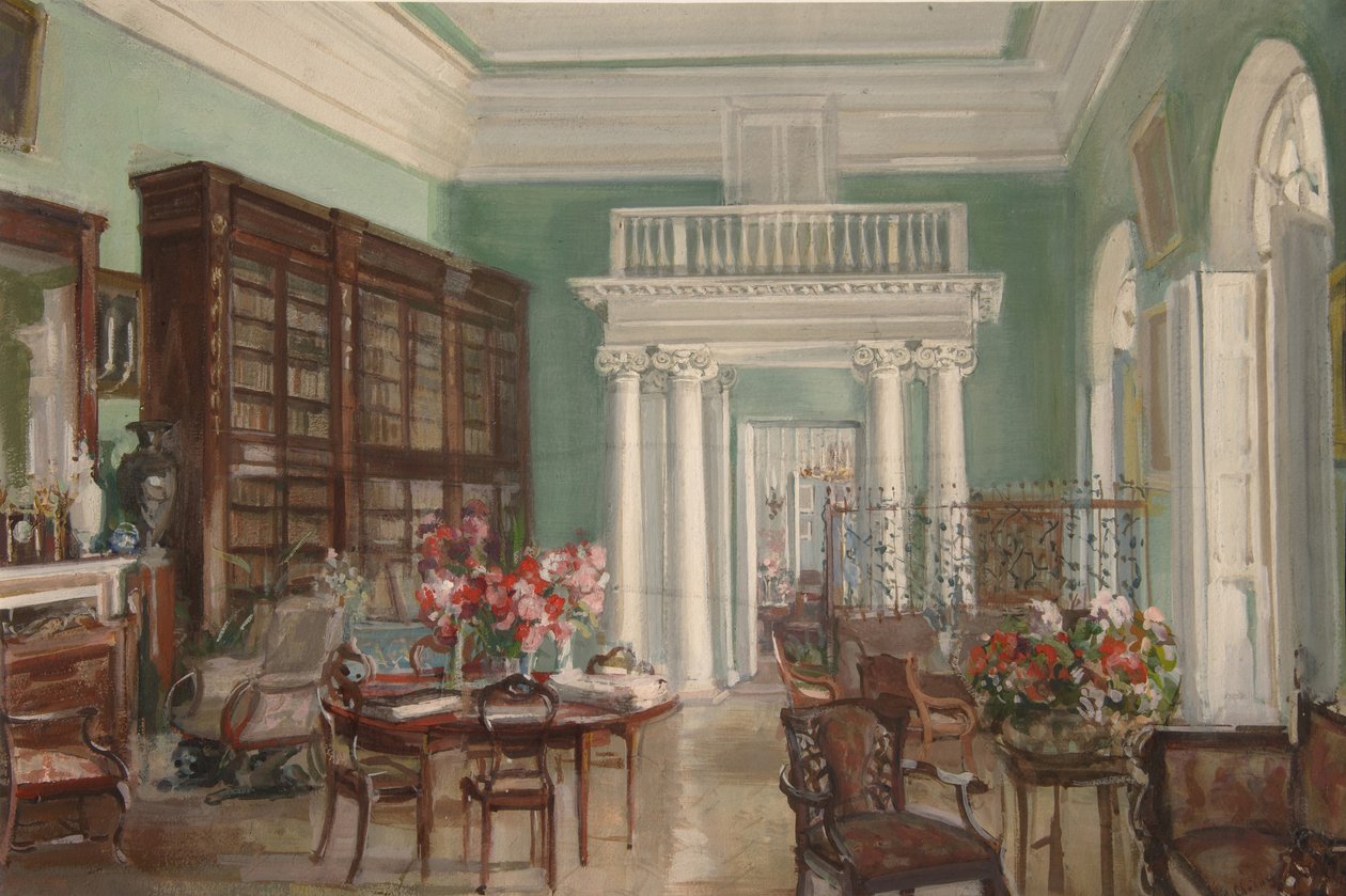 Interior de la biblioteca en la finca Nikolo-Uryupino de Golitsyn de Alexander Valentinovich Sredin