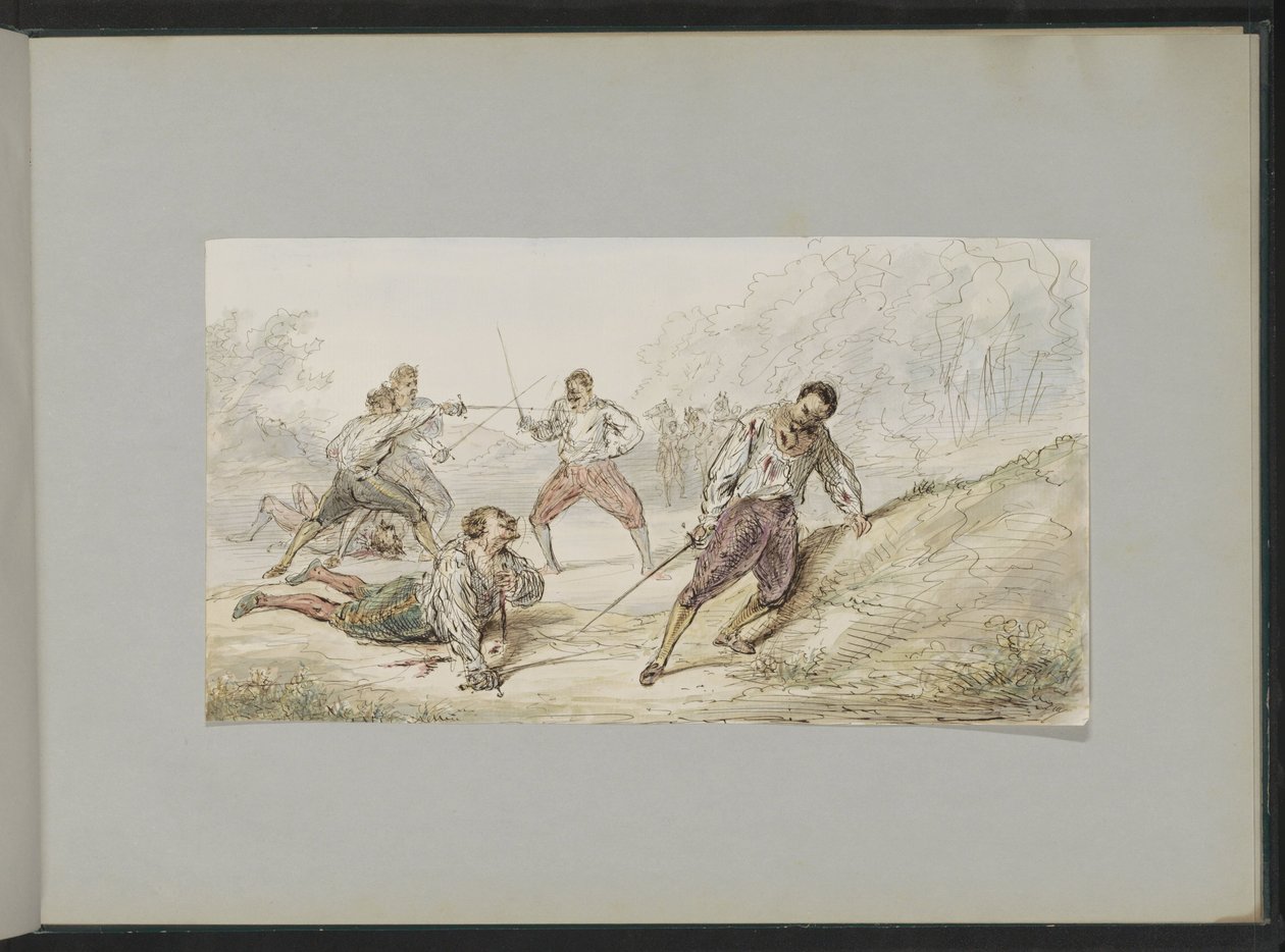 Paisaje con hombres en duelo de Alexander Ver Huell