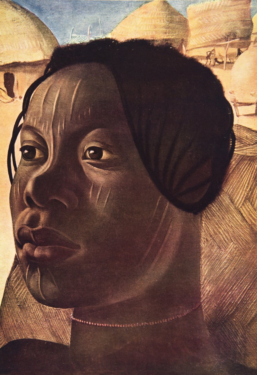Aoua, mujer Banda (Ialinga), de Dibujos y Pinturas de África, ejecutados durante la expedición Citroën Centro África, segunda misión Haardt Audouin-Dubreuil, pub. París, 1927 de Alexander Yakovlev