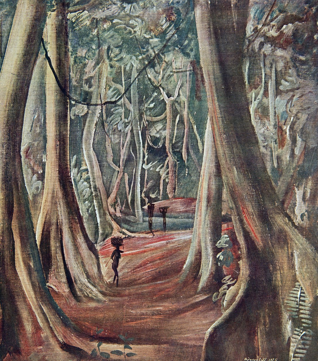 En el Gran Bosque, de Dibujos y Pinturas de África, ejecutados durante la expedición Citroën Centro África, segunda misión Haardt Audouin-Dubreuil, pub. París, 1927 de Alexander Yakovlev