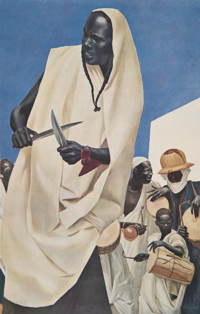 La Danza del Kuli-Kuta (Niamey) Parodia de los antiguos sacrificios humanos del Dahomey), de Dessins et Peintures d
