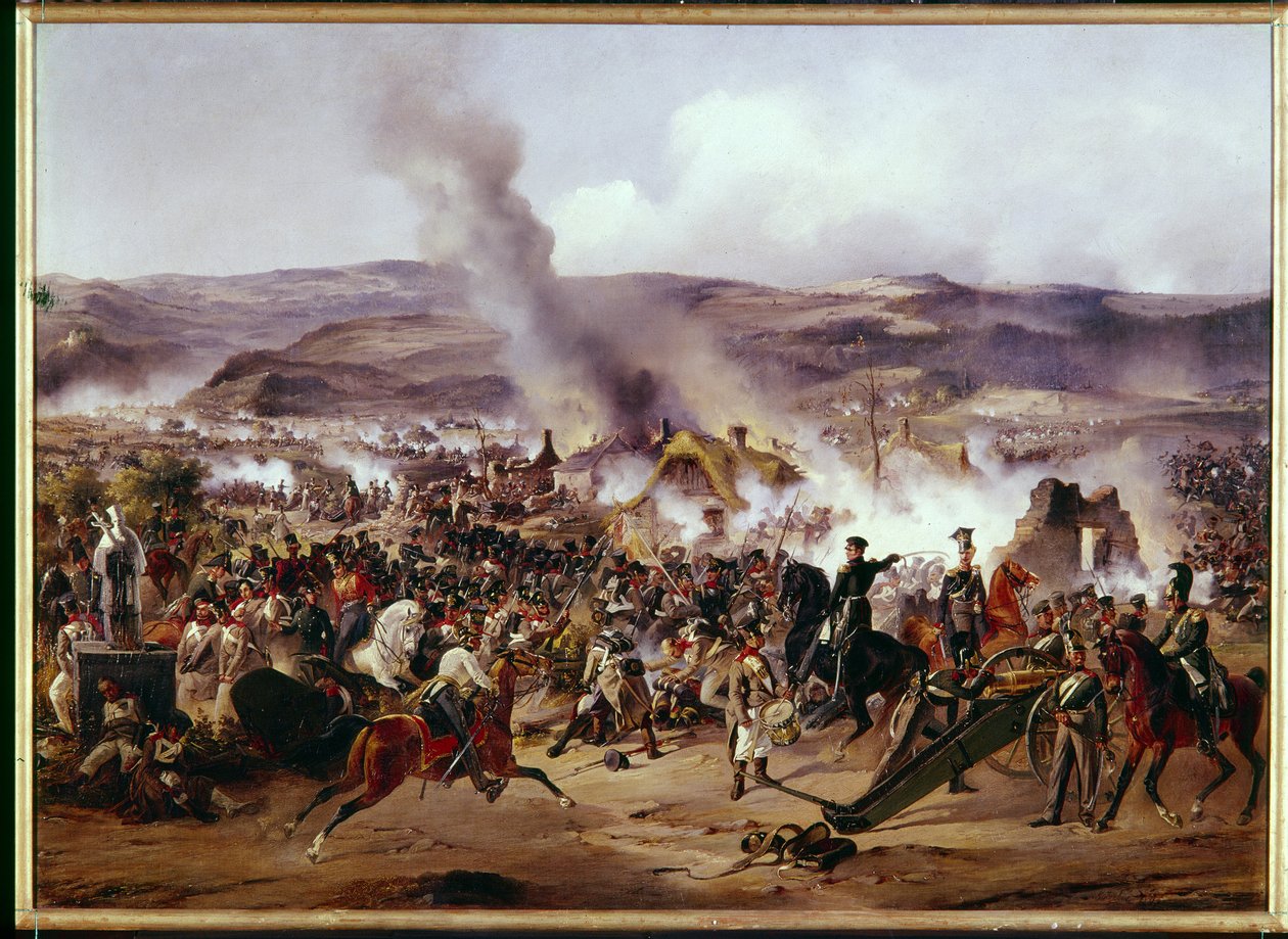 Guerras Napoleónicas: la Batalla de Kulm (actual Chlumec) en Bohemia (República Checa) el 30/08/1813 oponiendo al ejército francés a una coalición de tropas prusianas, austriacas y rusas, durante la campaña alemana. Pintura de Alejandro de Alexander von Kotzebue