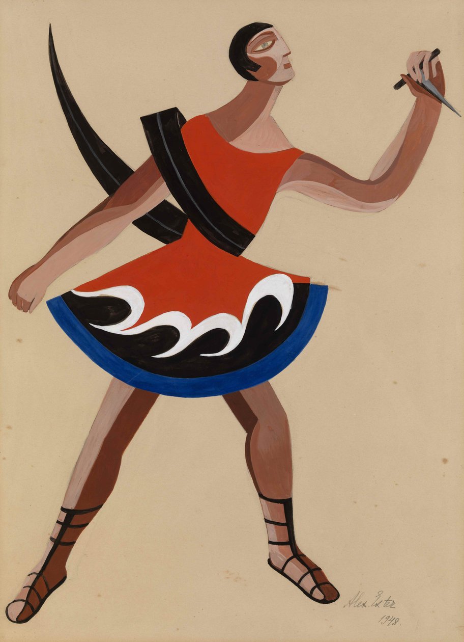 Diseño de vestuario para la obra Las mujeres fenicias de Eurípides, 1948 de Alexandra Alexandrowna Exter