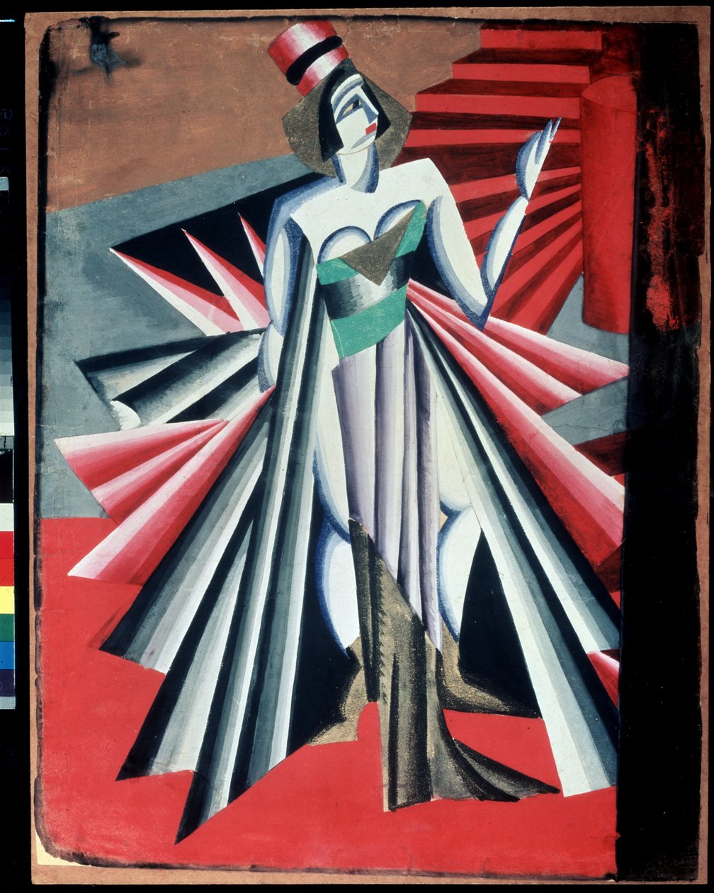 Disfraz de "Personaje de Herodia" para personajes de la obra de Oscar Wilde "Salomé". Gouache de Alexandra Alexandrovna Exter (1882-1949) 1917 State Central A. Museo del Teatro Bakhrushin, Moscú, Rusia de Alexandra Alexandrowna Exter