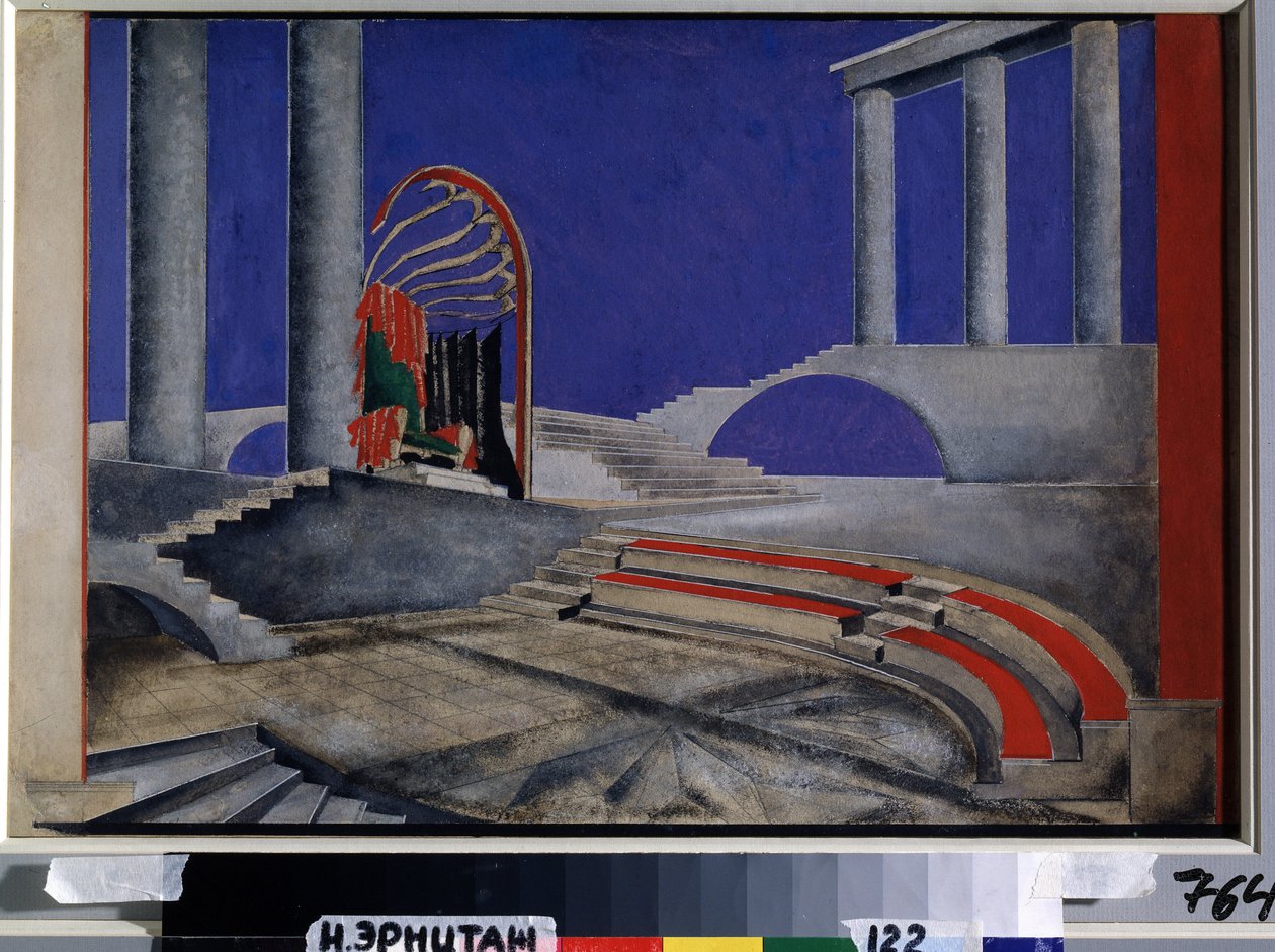 Revista de escenografía para la edición Decors de Theatre. Obra de Alexandra Alexandrovna Exter (1882-1949), acuarela y gouache sobre papel, mediados de los años veinte. Arte escenográfico ruso, siglo XX. Co de Alexandra Alexandrowna Exter