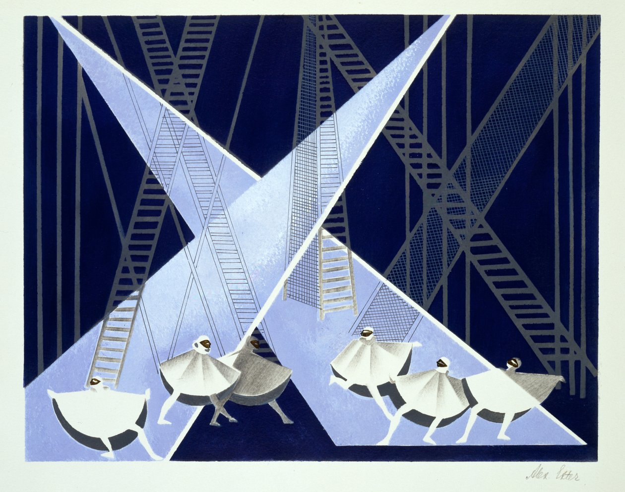 Escenografía para un ballet, ilustración de "Maquettes de Theatre" de Alexandra Exter, publicada en la década de 1920 (litografía) de Alexandra Alexandrowna Exter