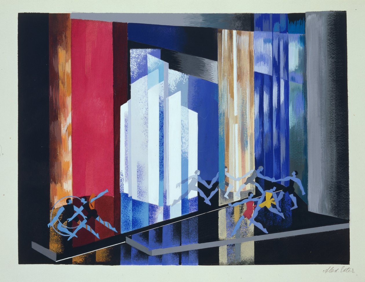 Escenografía para un ballet, ilustración de "Maquettes de Theatre" de Alexandra Exter, publicada en la década de 1920 (litografía) de Alexandra Alexandrowna Exter