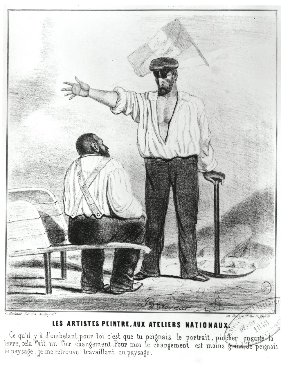 Pintores en los talleres nacionales durante la Segunda República Francesa, 1848 de Alexandre Brasseur