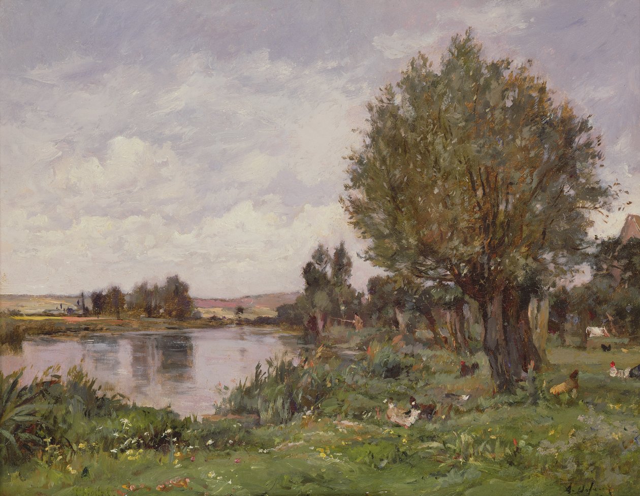 Escena rural del río, 1875 de Alexandre Defaux