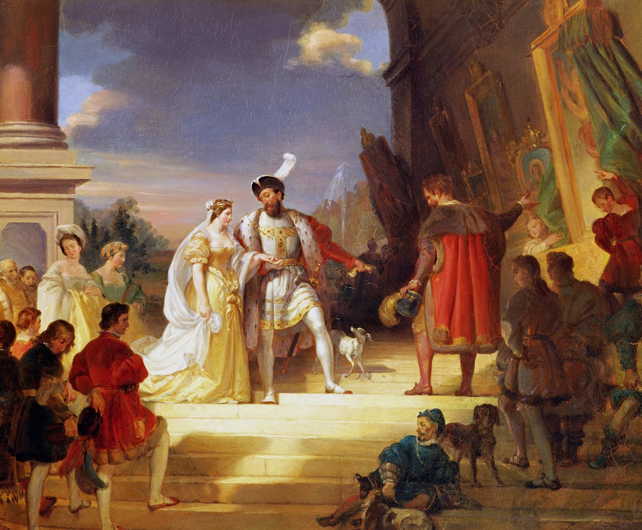 Francisco I (1494-1547) con Leonardo da Vinci (1452-1519) de Alexandre Evariste Fragonard