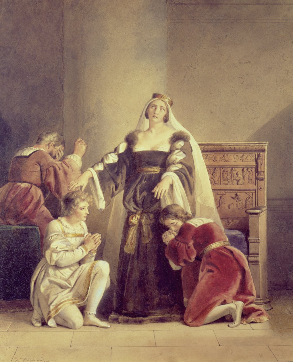 La reina Isabel despidiéndose de sus hijos, siglo XIX de Alexandre Evariste Fragonard