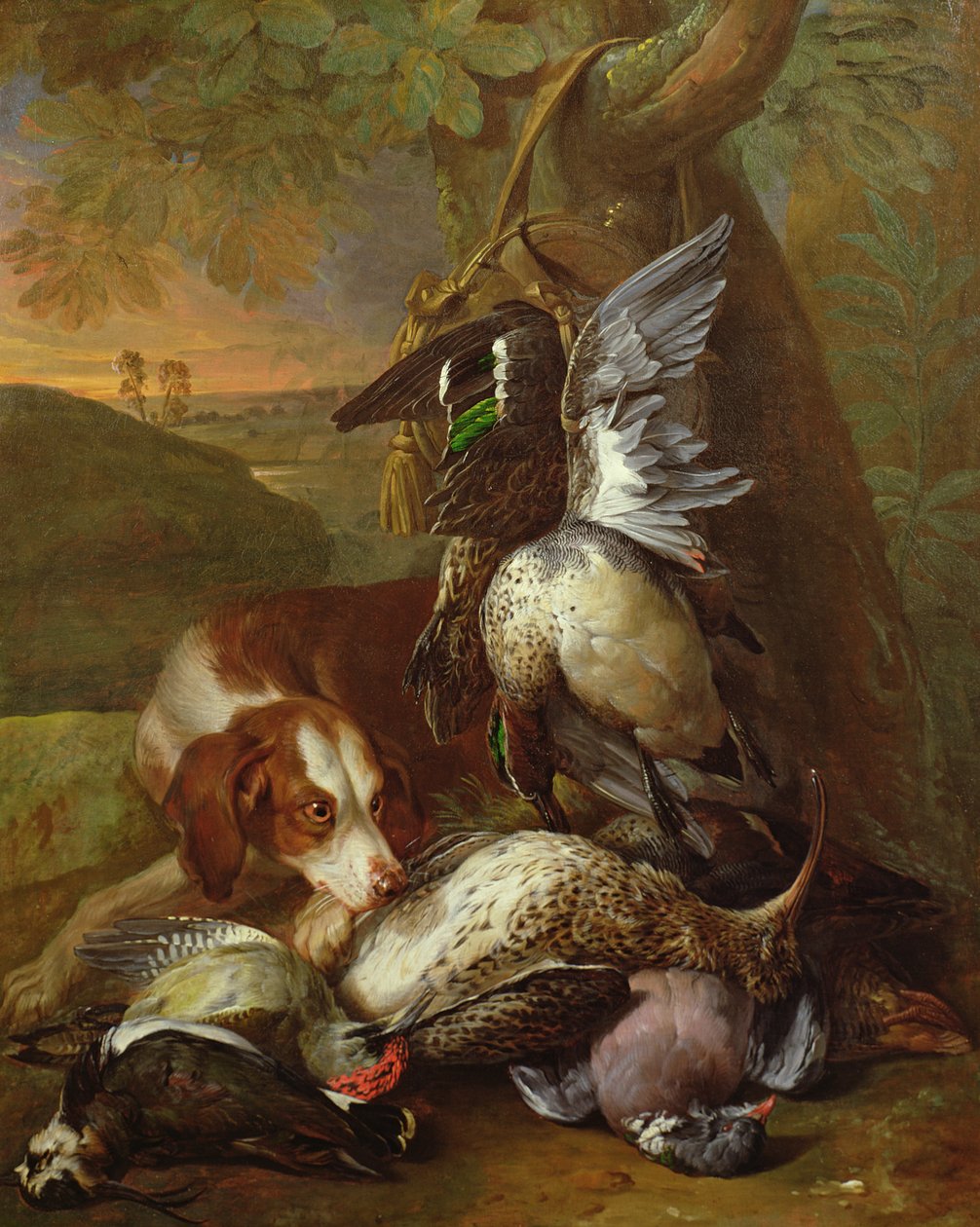 Un perro guardando caza de Alexandre Francois Desportes