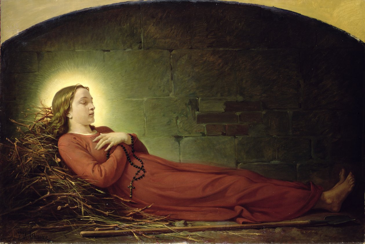 La muerte de Germaine Cousin (1579-1601) la Virgen de Pibrac, c.1863 de Alexandre Grellet