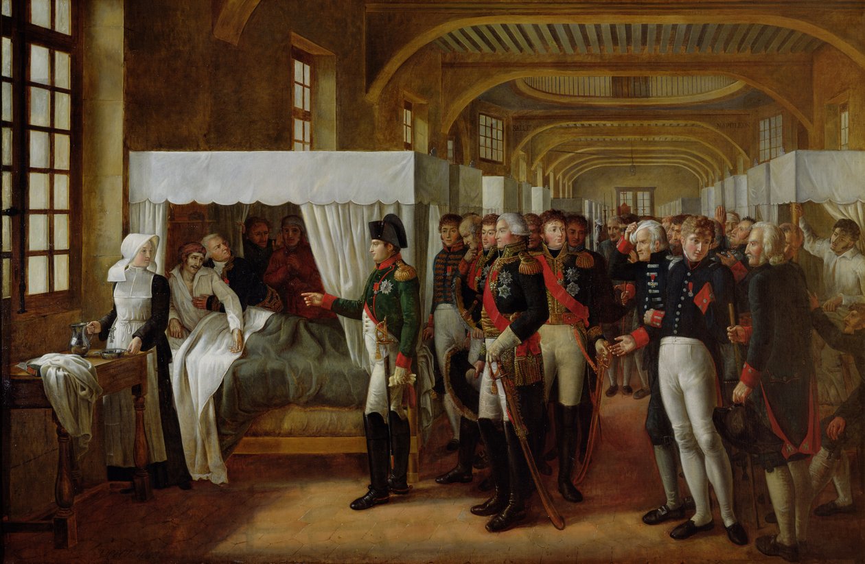 Napoleón visitando la enfermería de los Inválidos el 11 de febrero de 1808, 1809 de Alexandre Veron Bellecourt