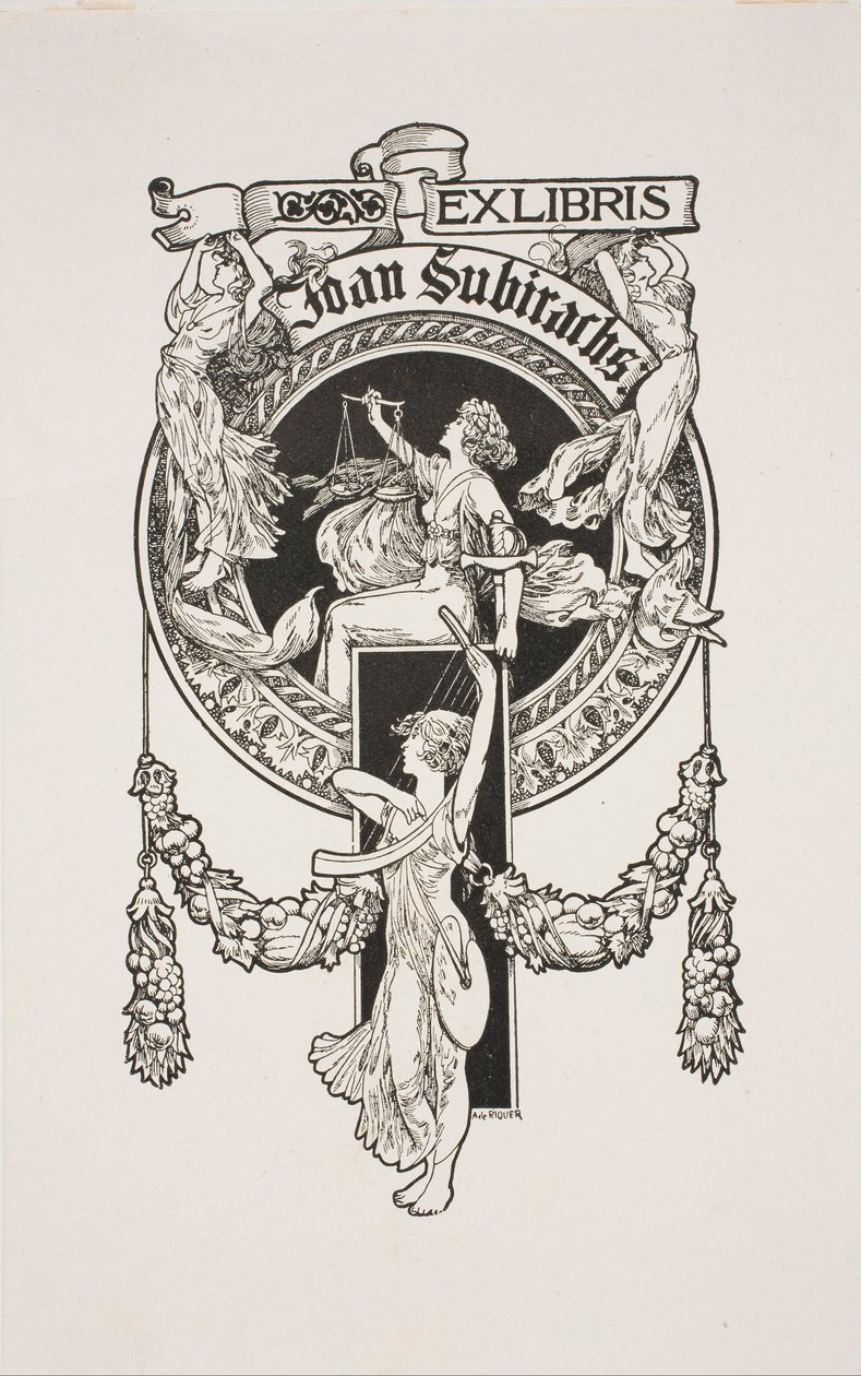 Ex libris de Joan Subirachs de Alexandre de Riquer