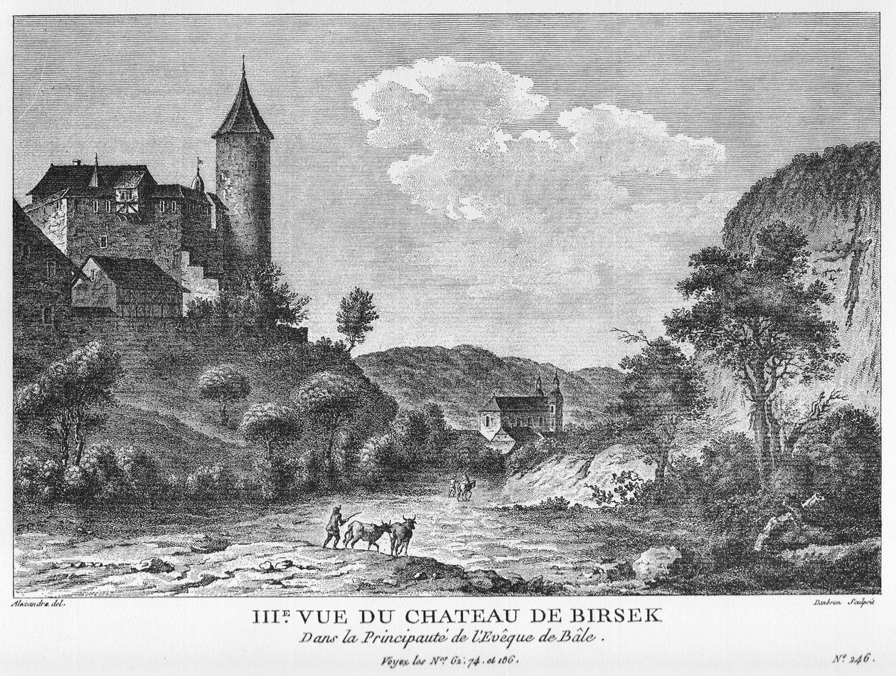 III Vista del Castillo de Birseck en el Principado-Obispado de Basilea. Grabado en cobre por Jean Danbrun después de un dibujo de Alexandre de Alexandre, Jean Danbrun